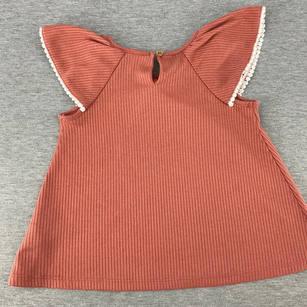 Cynthia Rowley Baby Girl Coral Ribbed‎ Flutter Sleeve Top Size 24M
